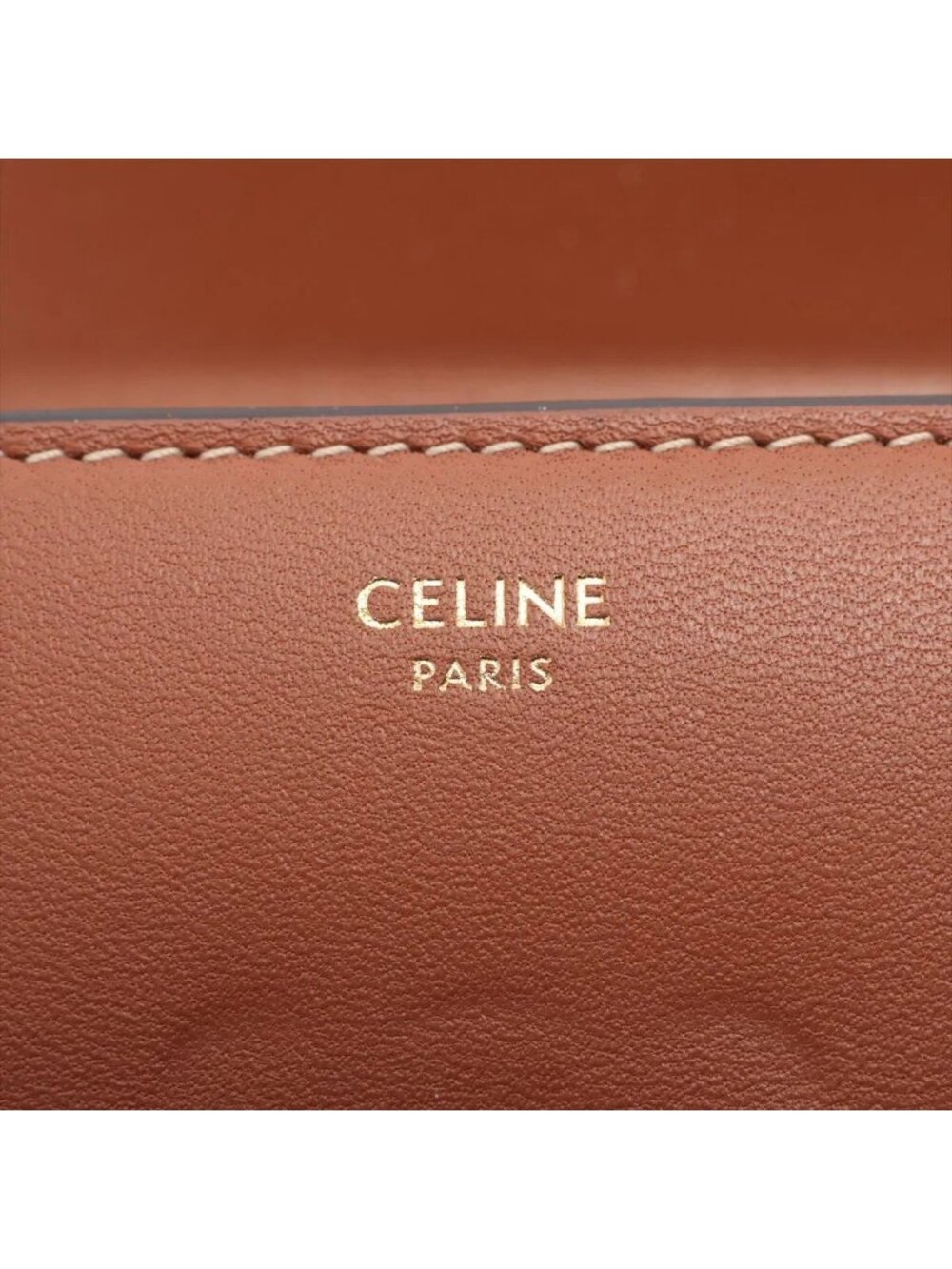 Celine Triomphe Small Flap Wallet Leather Trifold Brown Gold - Picture 8 of 8